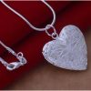 Silver Plated Heart Pendant Necklace (925 Sterling Silver – Star)